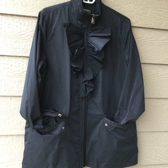 Lauren Ralph Lauren Womens spring, Fall black light jacket, size L. Ruffles - Picture 3 of 11